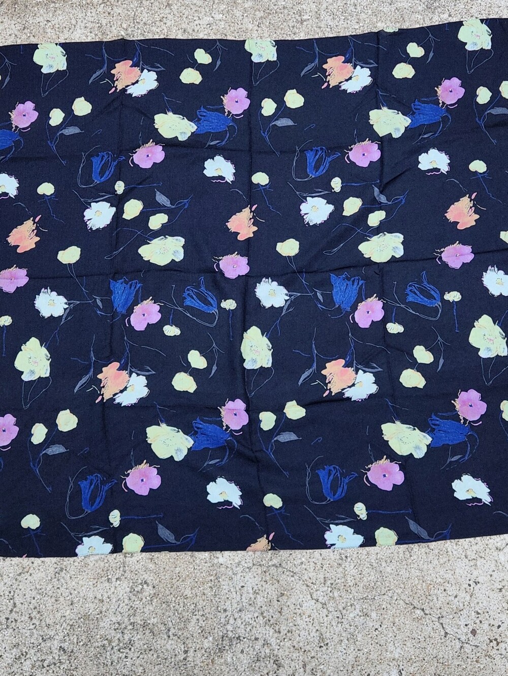 Peter Nygard 100% Silk Scarf Floral Black Square 36"x36"